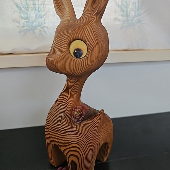 Vintage Tiki Deer Fig MCM Witco Style Lounge Art Decor Danish Modern Accent 9” - Picture 2 of 15